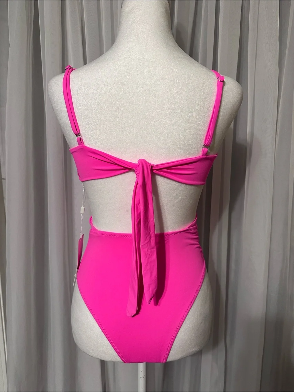 Hot Pink Wrap Tie back High Waist One-Piece Swimsuit size M